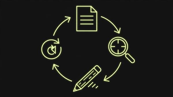 Four-stage pre-check workflow loop — paste, read, revise, re-check