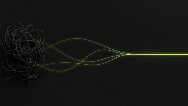 A tangled knot unraveling into a single clean line — resolving the confusing edge cases of website citations
