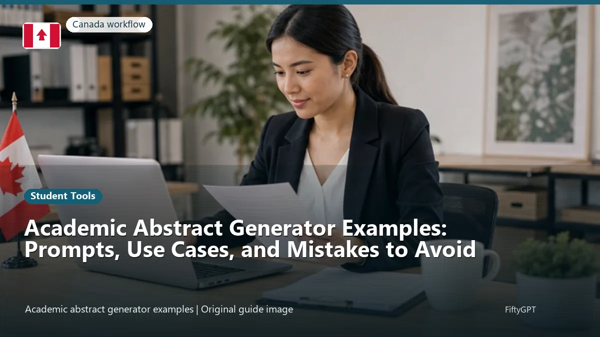 Canada person using an online student tools workflow for Academic Abstract Generator Examples: Prompts, Use Cases, and Mistakes to Avoid