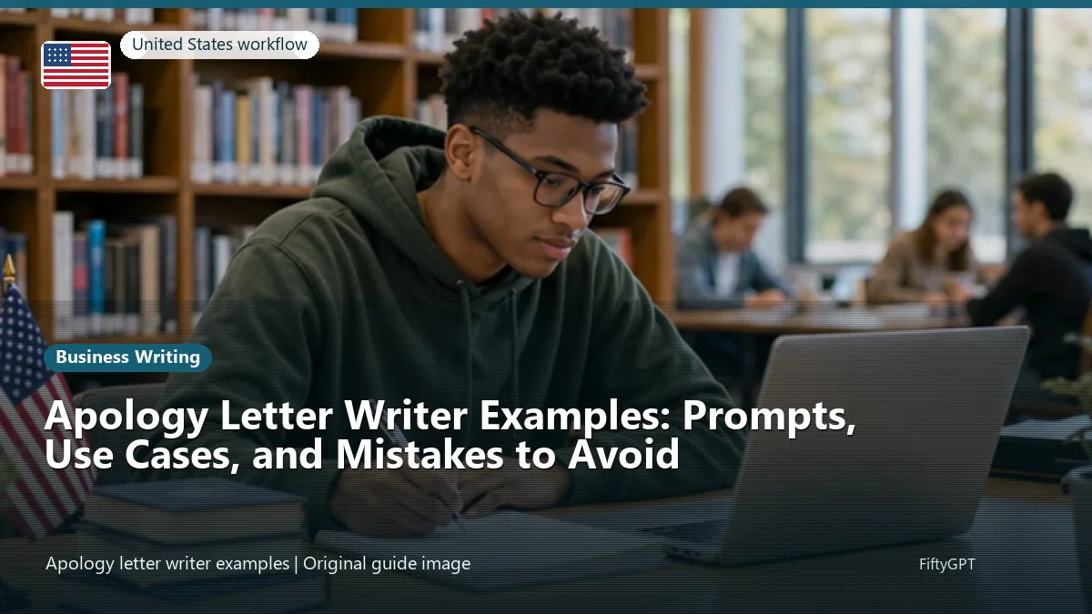 United States person using an online business writing workflow for Apology Letter Writer Examples: Prompts, Use Cases, and Mistakes to Avoid