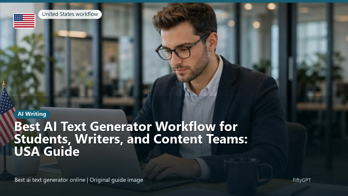 United States person using an online ai writing workflow for Best AI Text Generator Workflow for Students, Writers, and Content Teams: USA Guide