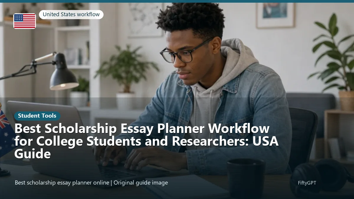 United States person using an online student tools workflow for Best Scholarship Essay Planner Workflow for College Students and Researchers: USA Guide