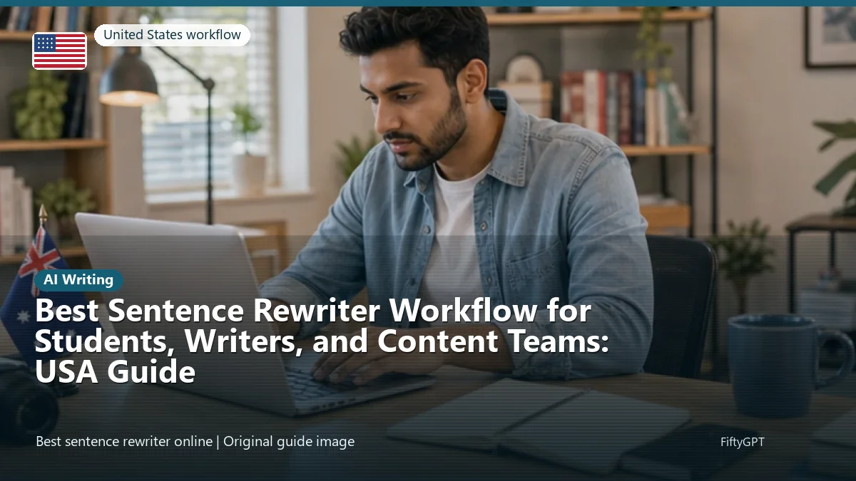 United States person using an online ai writing workflow for Best Sentence Rewriter Workflow for Students, Writers, and Content Teams: USA Guide