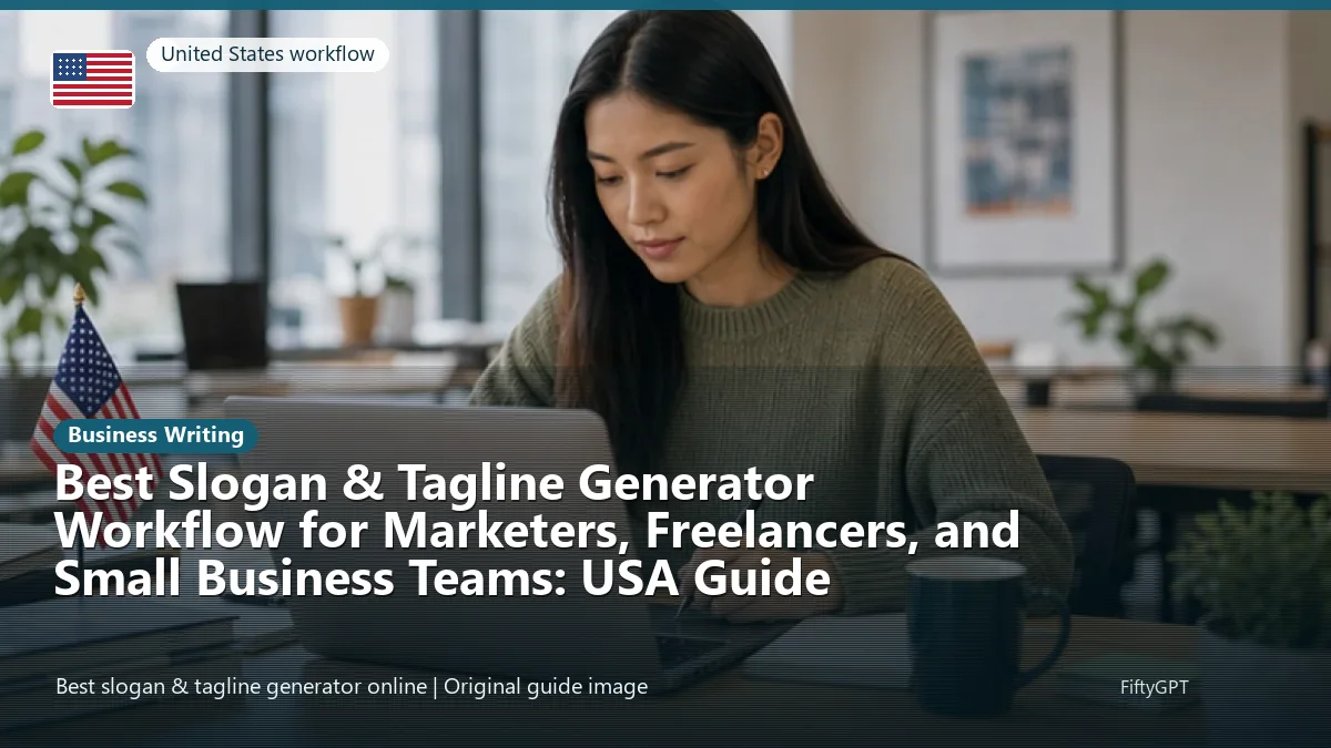 United States person using an online business writing workflow for Best Slogan & Tagline Generator Workflow for Marketers, Freelancers, and Small Business Teams: USA Guide