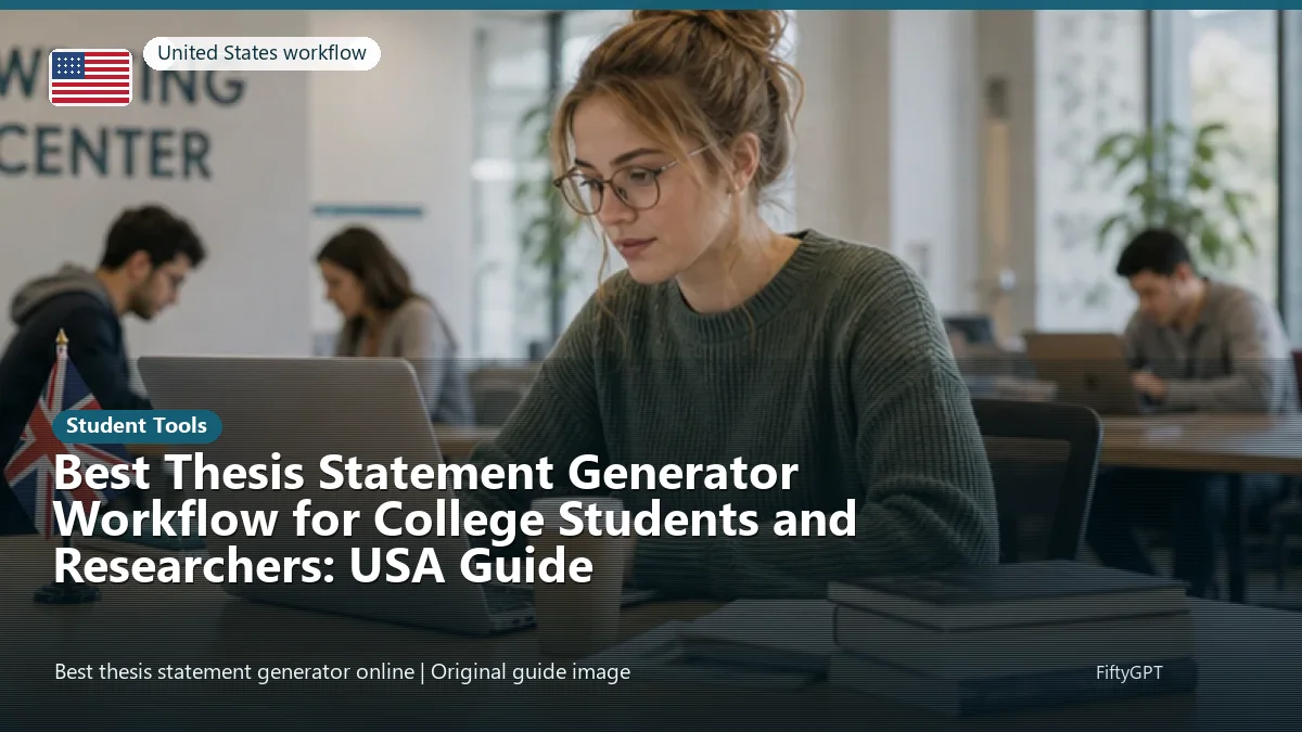 United States person using an online student tools workflow for Best Thesis Statement Generator Workflow for College Students and Researchers: USA Guide