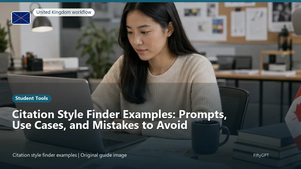 United Kingdom person using an online student tools workflow for Citation Style Finder Examples: Prompts, Use Cases, and Mistakes to Avoid