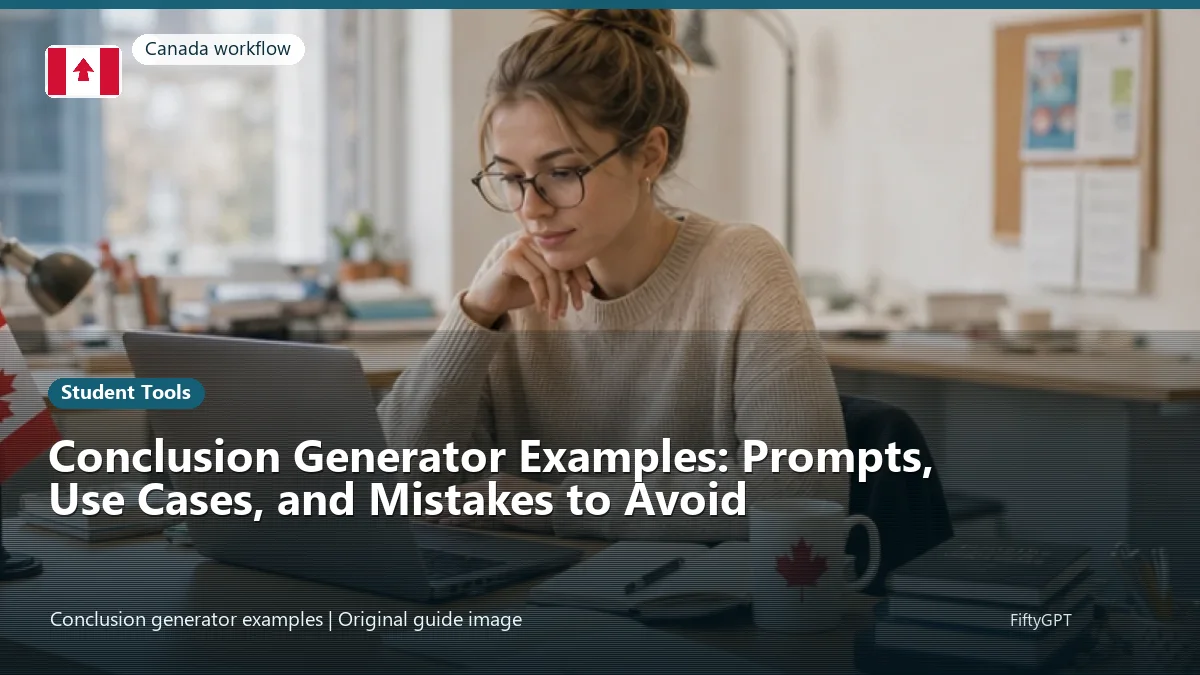 Canada person using an online student tools workflow for Conclusion Generator Examples: Prompts, Use Cases, and Mistakes to Avoid