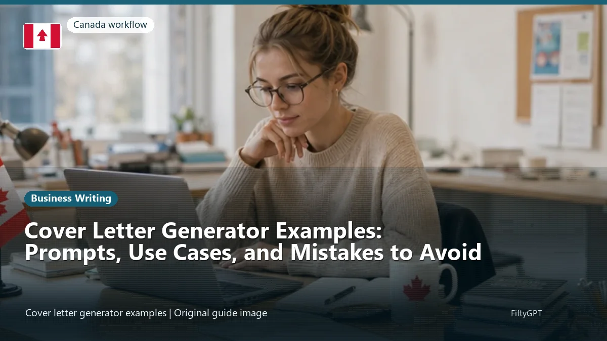 Canada person using an online business writing workflow for Cover Letter Generator Examples: Prompts, Use Cases, and Mistakes to Avoid