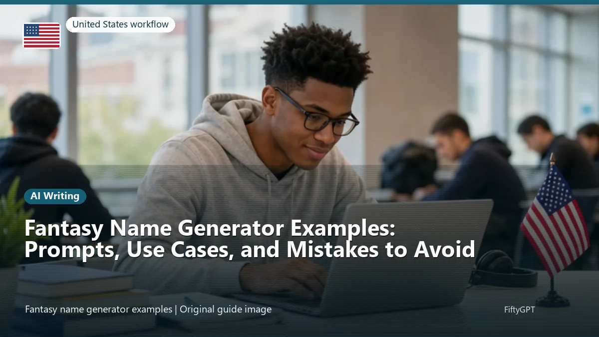 United States person using an online ai writing workflow for Fantasy Name Generator Examples: Prompts, Use Cases, and Mistakes to Avoid