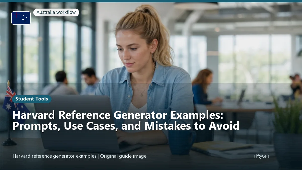 Australia person using an online student tools workflow for Harvard Reference Generator Examples: Prompts, Use Cases, and Mistakes to Avoid
