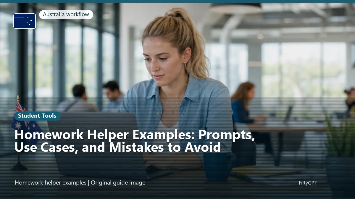 Australia person using an online student tools workflow for Homework Helper Examples: Prompts, Use Cases, and Mistakes to Avoid