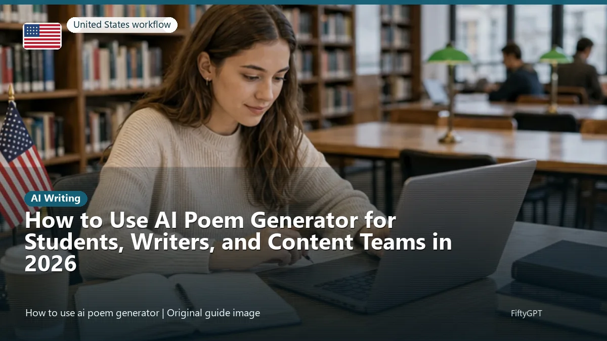 United States person using an online ai writing workflow for How to Use AI Poem Generator for Students, Writers, and Content Teams in 2026