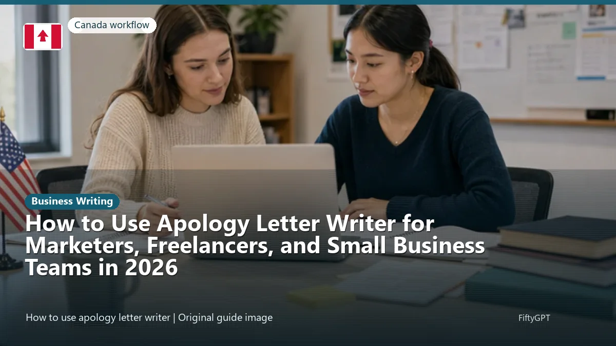 Canada person using an online business writing workflow for How to Use Apology Letter Writer for Marketers, Freelancers, and Small Business Teams in 2026