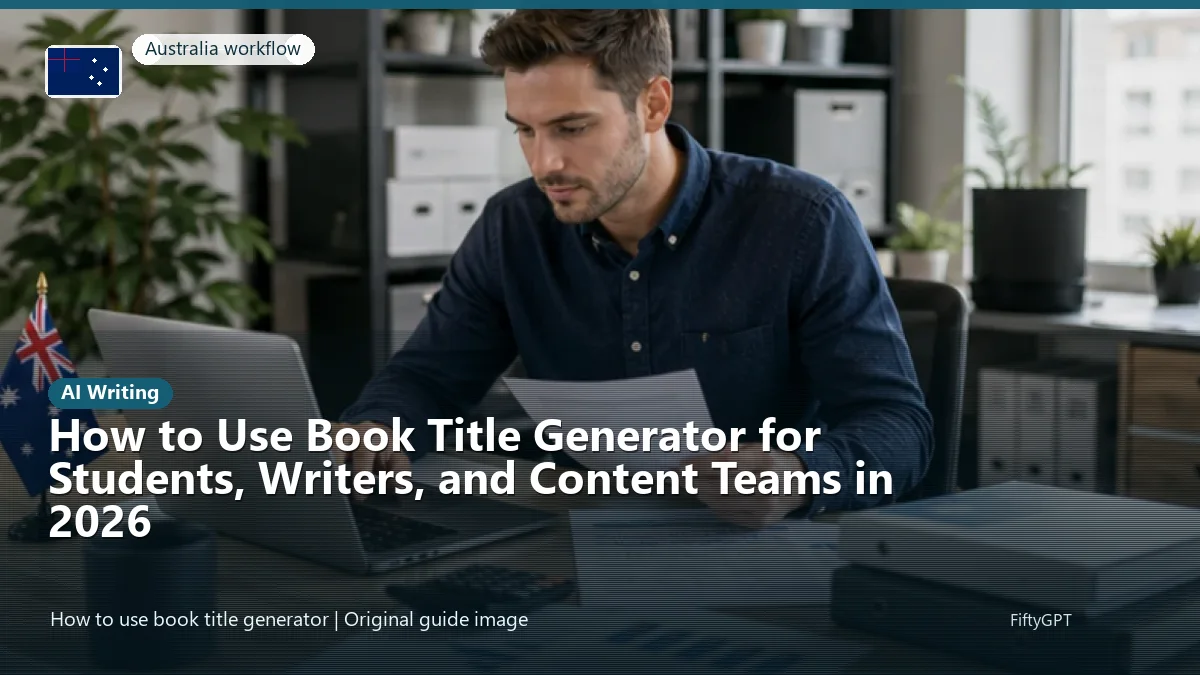 Australia person using an online ai writing workflow for How to Use Book Title Generator for Students, Writers, and Content Teams in 2026