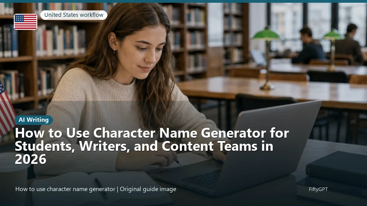 United States person using an online ai writing workflow for How to Use Character Name Generator for Students, Writers, and Content Teams in 2026