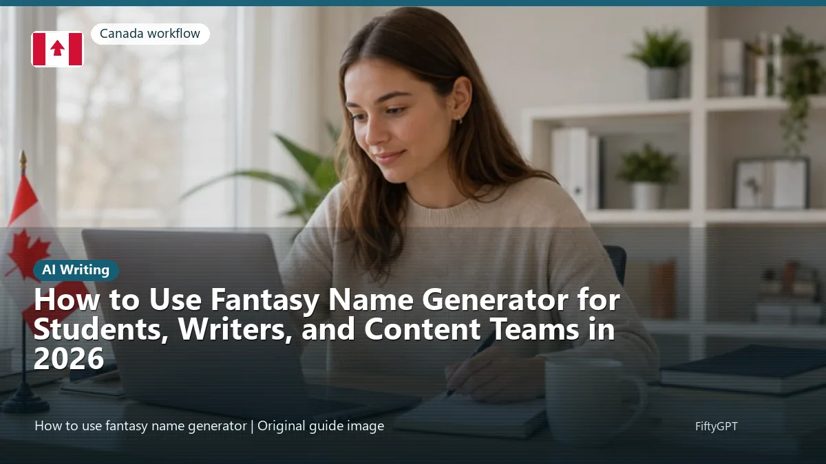Canada person using an online ai writing workflow for How to Use Fantasy Name Generator for Students, Writers, and Content Teams in 2026