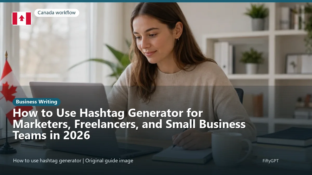 Canada person using an online business writing workflow for How to Use Hashtag Generator for Marketers, Freelancers, and Small Business Teams in 2026