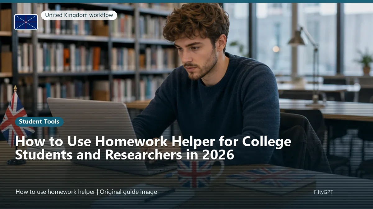 United Kingdom person using an online student tools workflow for How to Use Homework Helper for College Students and Researchers in 2026