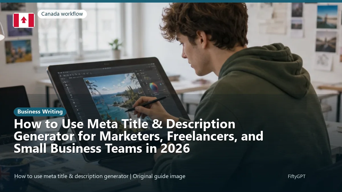 Canada person using an online business writing workflow for How to Use Meta Title & Description Generator for Marketers, Freelancers, and Small Business Teams in 2026