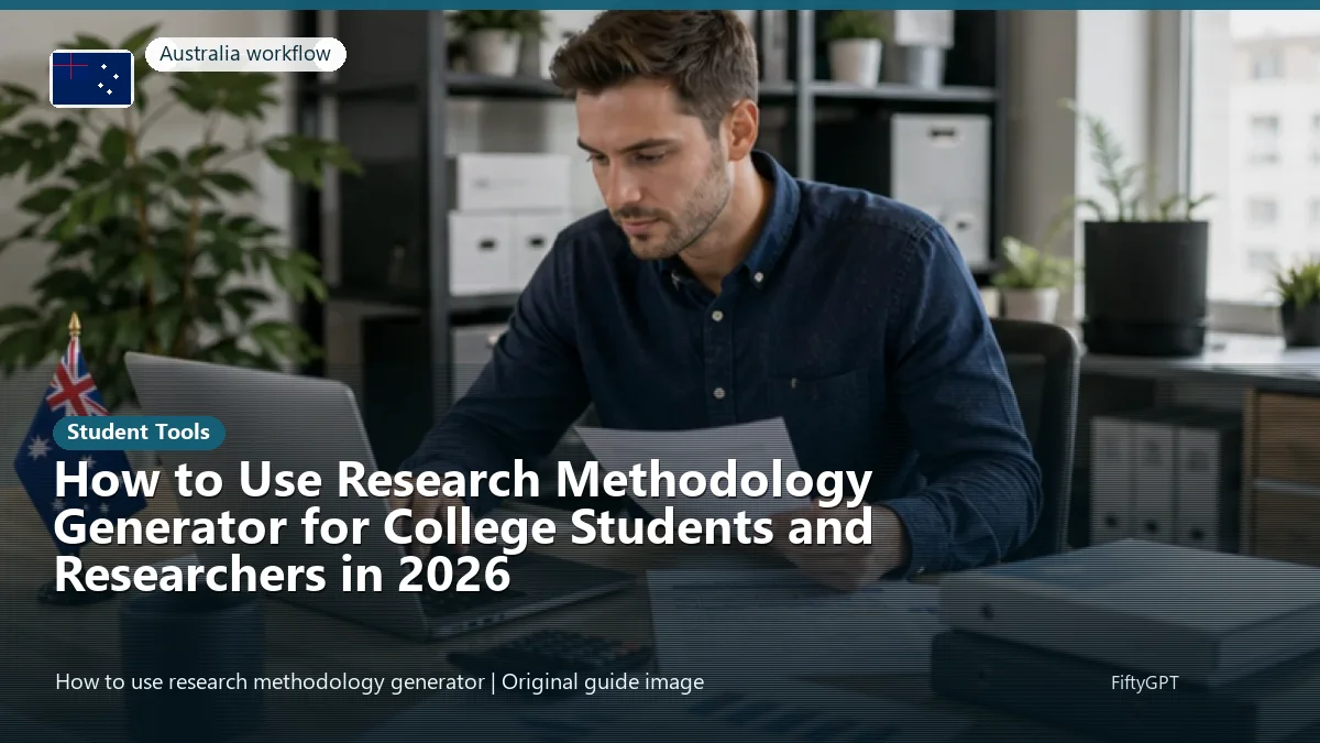 Australia person using an online student tools workflow for How to Use Research Methodology Generator for College Students and Researchers in 2026