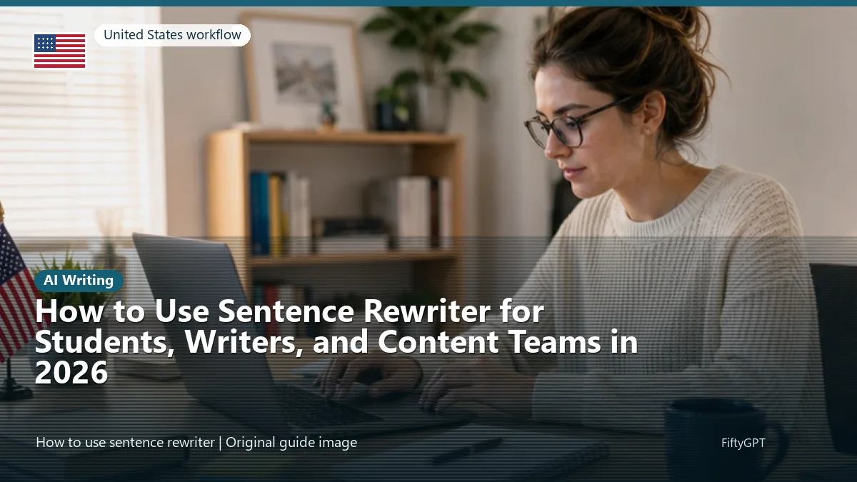 United States person using an online ai writing workflow for How to Use Sentence Rewriter for Students, Writers, and Content Teams in 2026