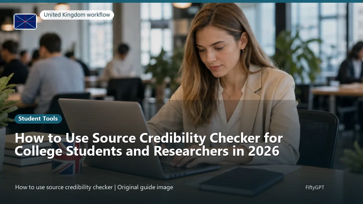 United Kingdom person using an online student tools workflow for How to Use Source Credibility Checker for College Students and Researchers in 2026