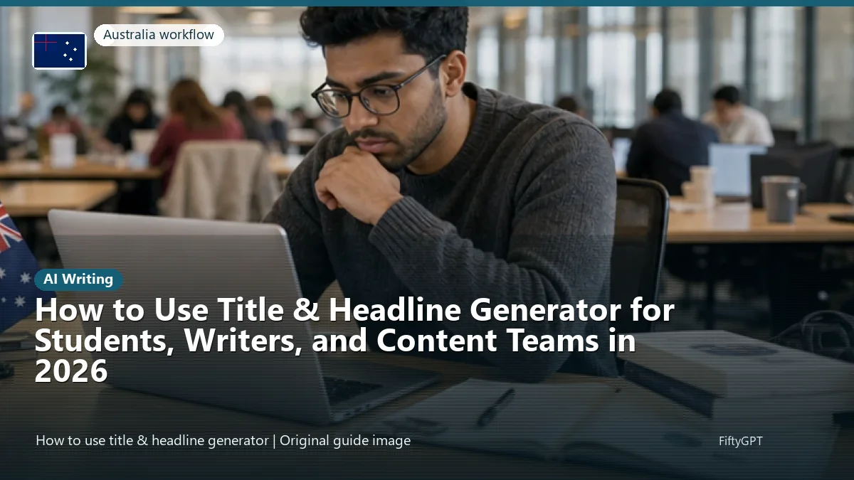 Australia person using an online ai writing workflow for How to Use Title & Headline Generator for Students, Writers, and Content Teams in 2026