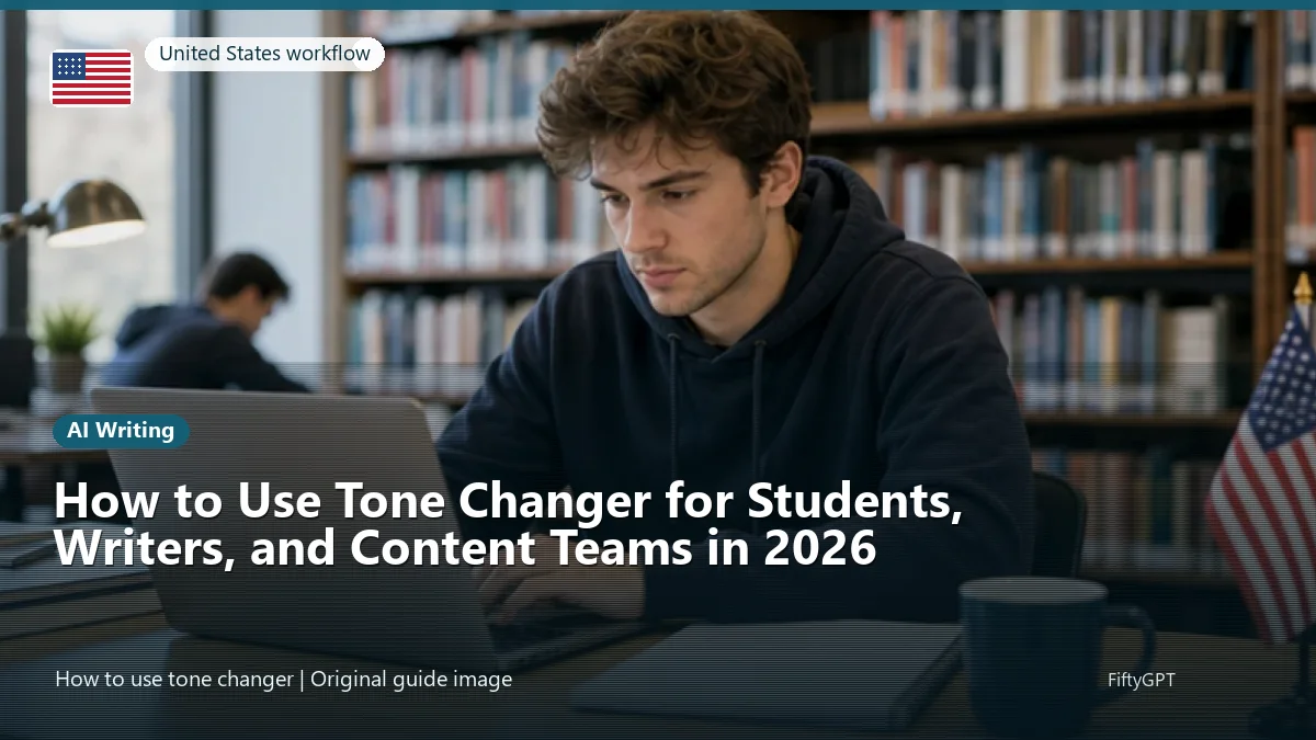 United States person using an online ai writing workflow for How to Use Tone Changer for Students, Writers, and Content Teams in 2026