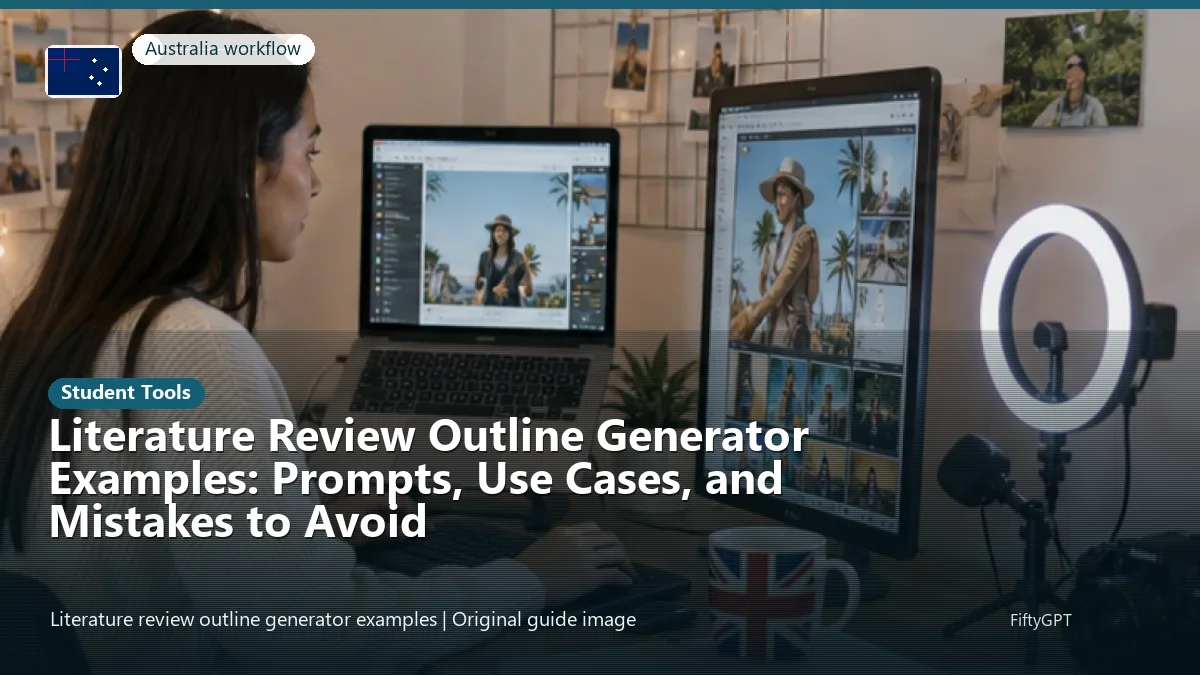 Australia person using an online student tools workflow for Literature Review Outline Generator Examples: Prompts, Use Cases, and Mistakes to Avoid