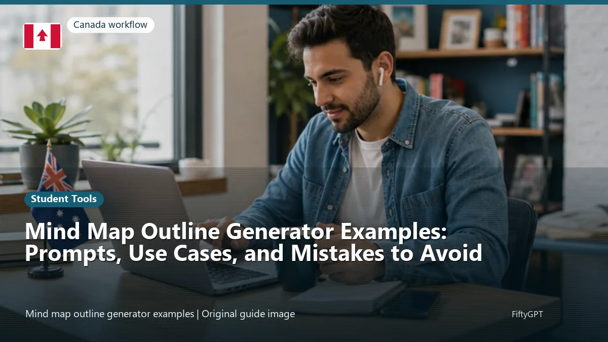 Canada person using an online student tools workflow for Mind Map Outline Generator Examples: Prompts, Use Cases, and Mistakes to Avoid