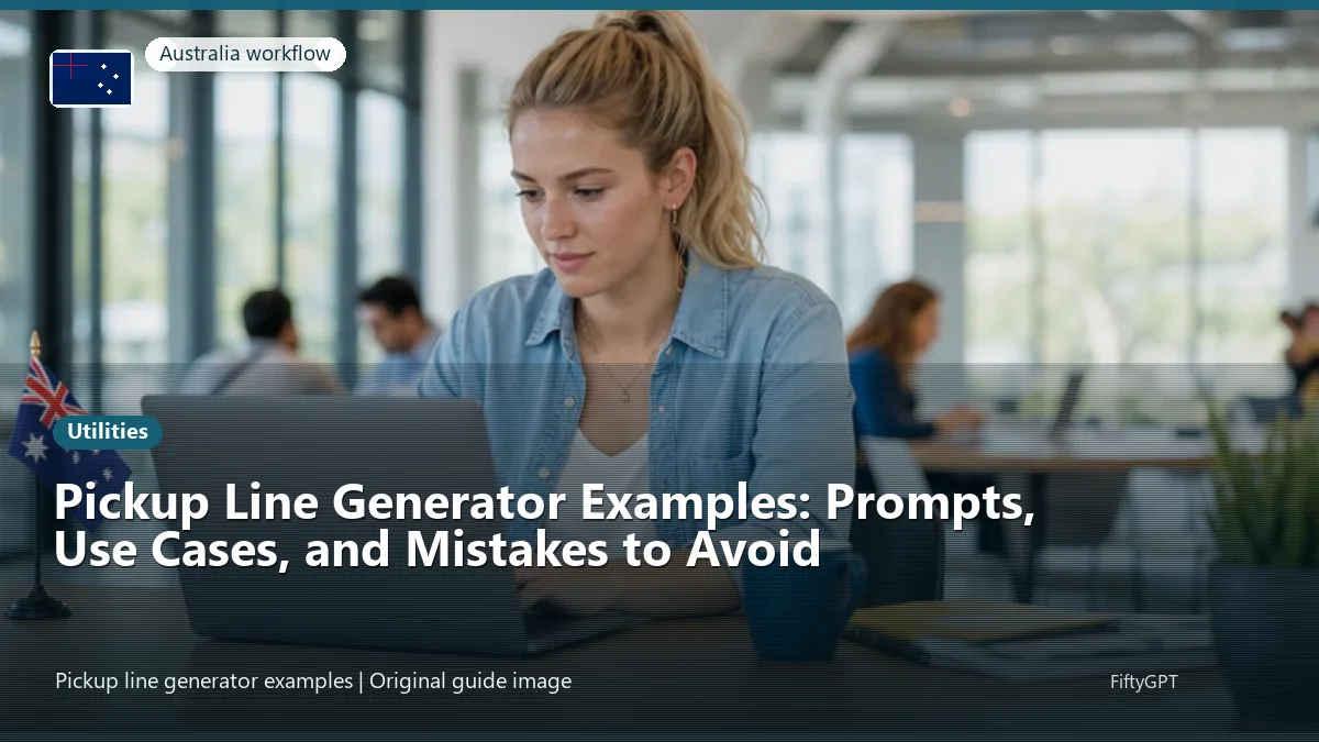 Australia person using an online utilities workflow for Pickup Line Generator Examples: Prompts, Use Cases, and Mistakes to Avoid