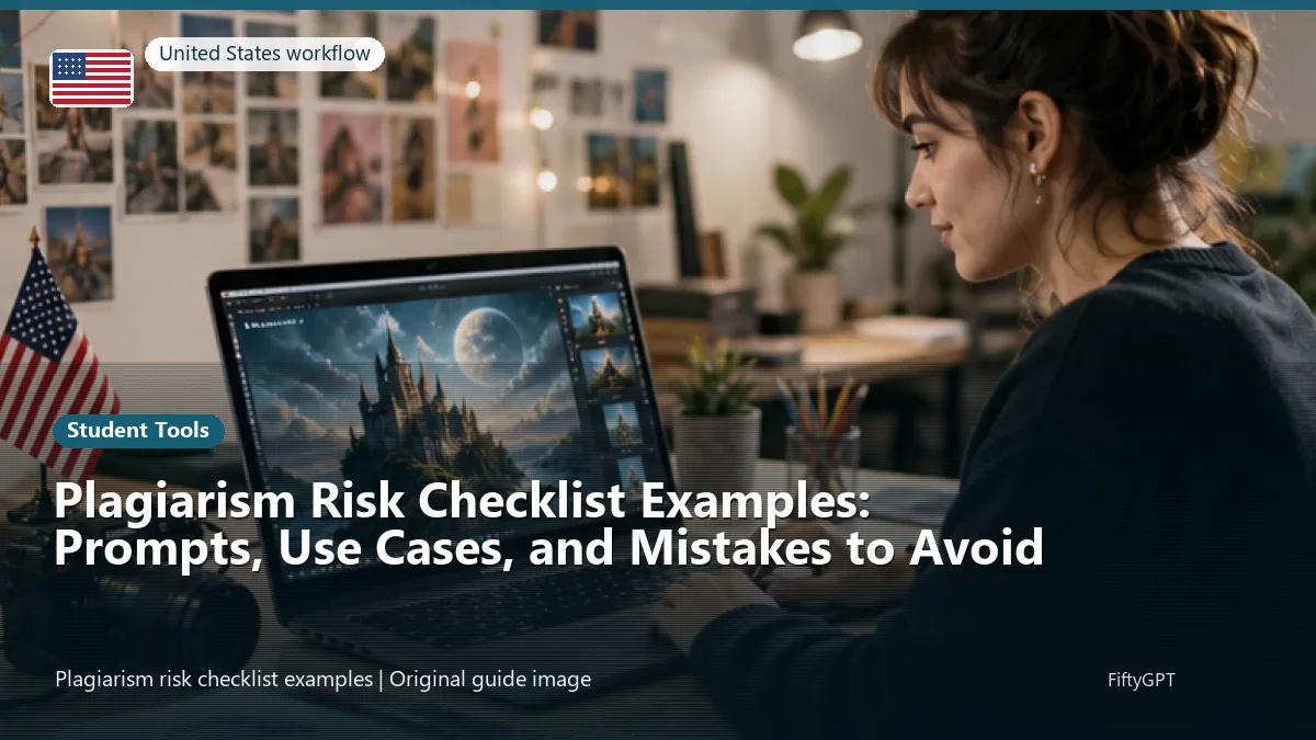 United States person using an online student tools workflow for Plagiarism Risk Checklist Examples: Prompts, Use Cases, and Mistakes to Avoid