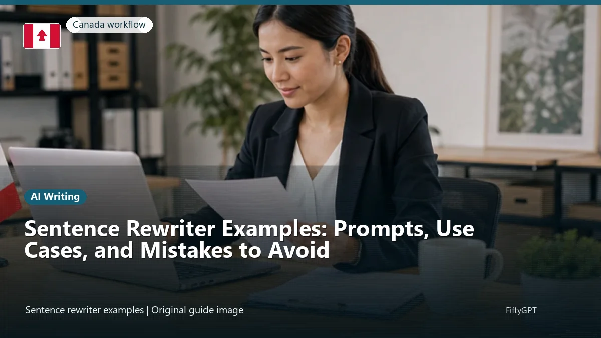 Canada person using an online ai writing workflow for Sentence Rewriter Examples: Prompts, Use Cases, and Mistakes to Avoid