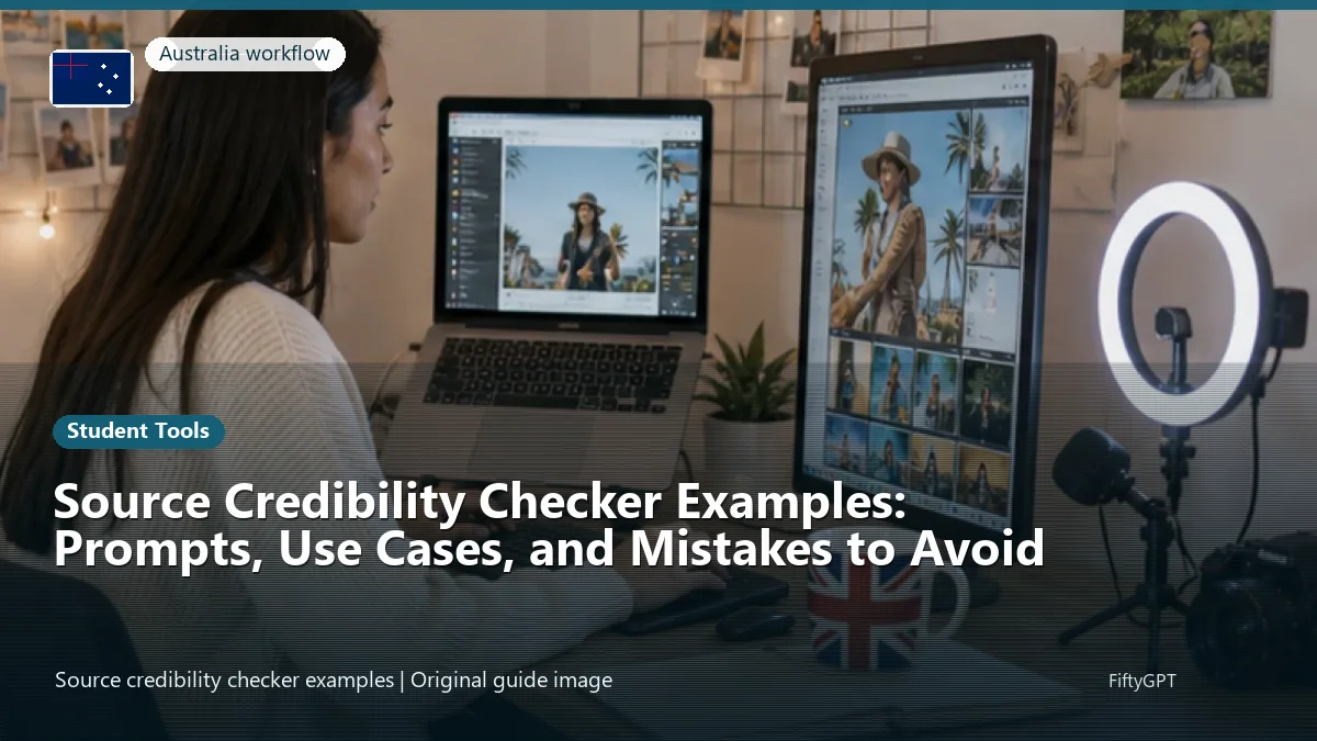 Australia person using an online student tools workflow for Source Credibility Checker Examples: Prompts, Use Cases, and Mistakes to Avoid