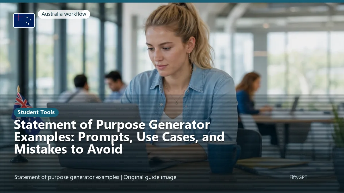 Australia person using an online student tools workflow for Statement of Purpose Generator Examples: Prompts, Use Cases, and Mistakes to Avoid