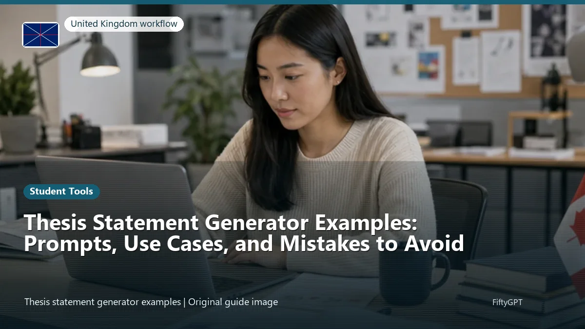 United Kingdom person using an online student tools workflow for Thesis Statement Generator Examples: Prompts, Use Cases, and Mistakes to Avoid