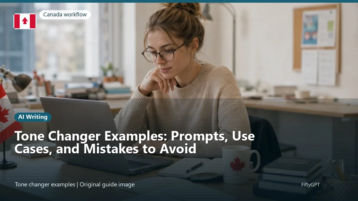 Canada person using an online ai writing workflow for Tone Changer Examples: Prompts, Use Cases, and Mistakes to Avoid