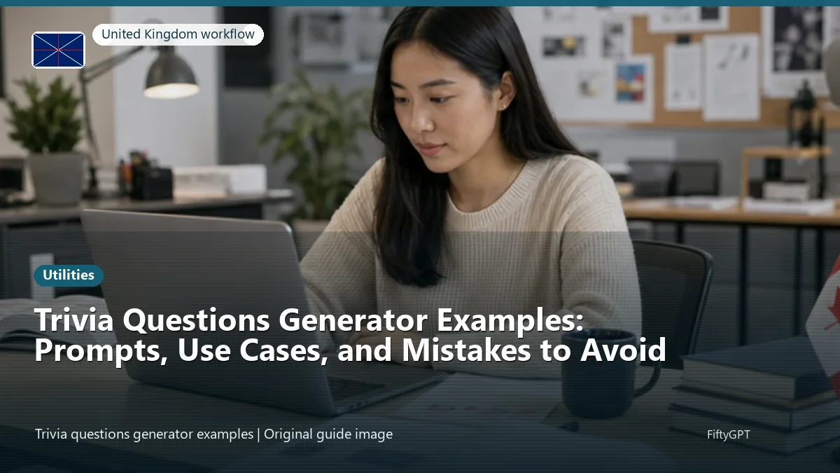 United Kingdom person using an online utilities workflow for Trivia Questions Generator Examples: Prompts, Use Cases, and Mistakes to Avoid