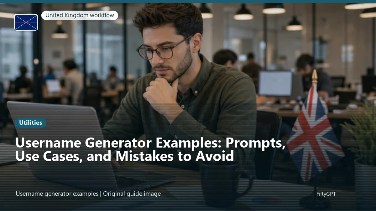 United Kingdom person using an online utilities workflow for Username Generator Examples: Prompts, Use Cases, and Mistakes to Avoid
