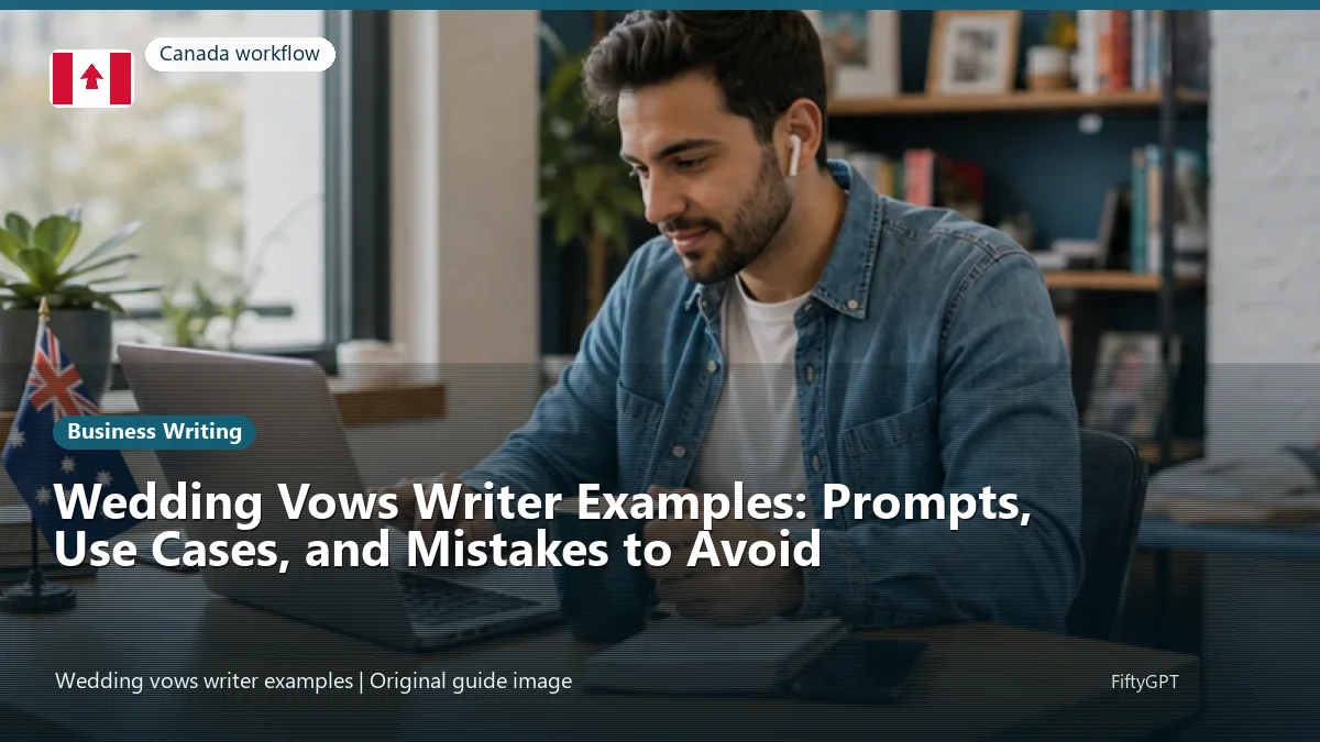 Canada person using an online business writing workflow for Wedding Vows Writer Examples: Prompts, Use Cases, and Mistakes to Avoid