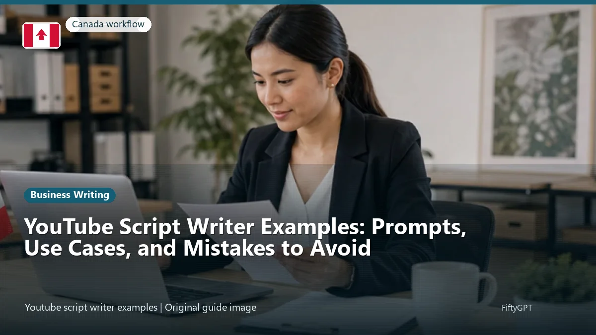 Canada person using an online business writing workflow for YouTube Script Writer Examples: Prompts, Use Cases, and Mistakes to Avoid